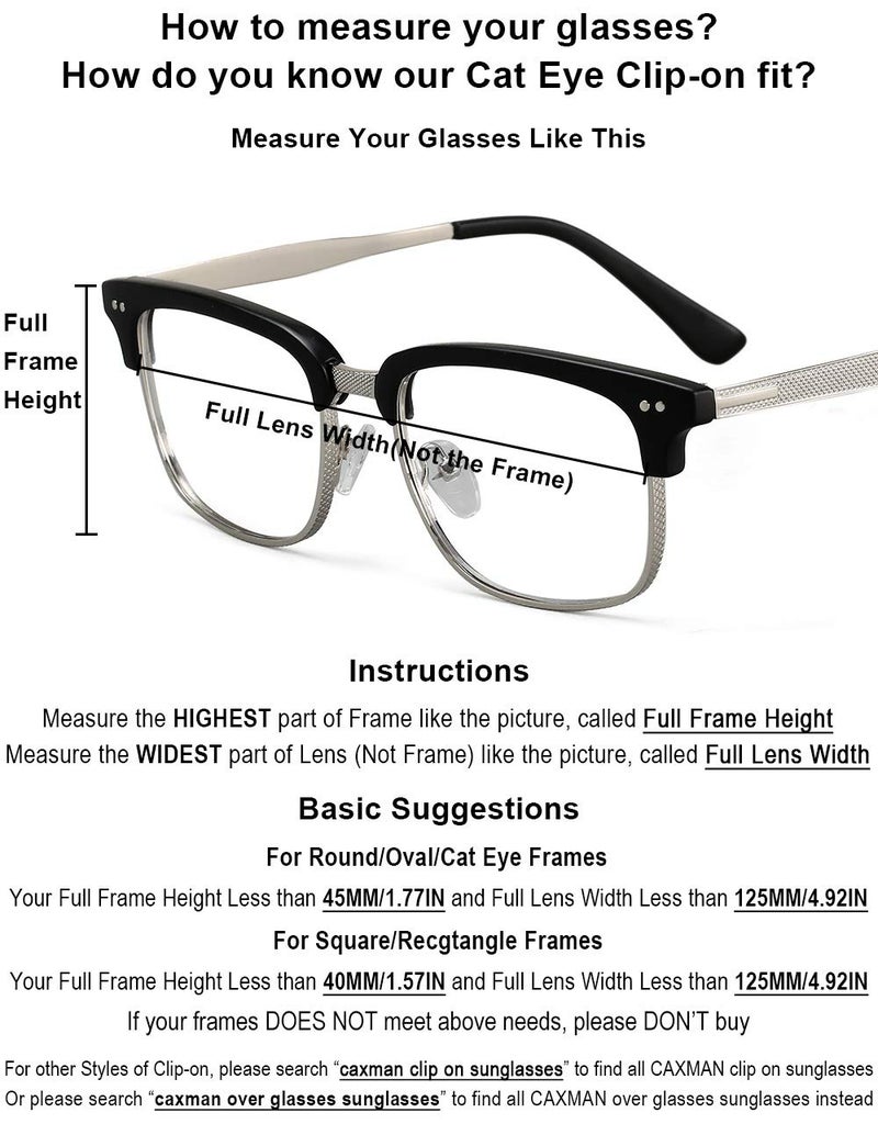 CAXMAN Polarized Cat Eye Clip On Sunglasses Over Prescription Glasses for Women UV Protection Flip Up Pink Mirrored Lens - Image 4